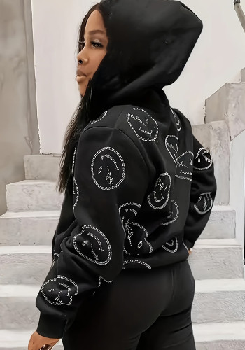 Women Autumn and Winter Trendy Printed Zipper Hoodies
