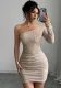 Women Slash Shoulder long sleeve sequin dress