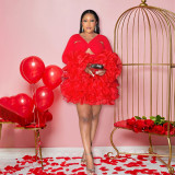 Women Party Party Sexy Hollow Ruffle Dress