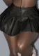Women Zipper Pu Leather Pleated Skirt
