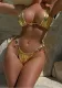 Women gold and silver shiny bikini swimwear two pieces