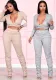 Women Sexy V-Neck Top and Stacked Pants Two Piece Set
