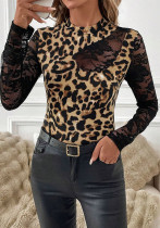 Women's Sexy Black Lace Patchwork Irregular Neck T-Shirt Top