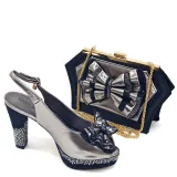 Shoe And Bag Set Combination Peep-Toe Back-Slot High Heels With Bowknot Bag