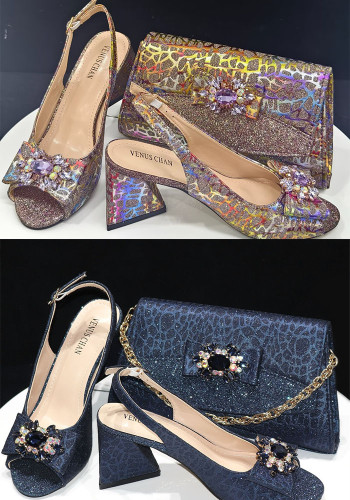 Ladies' Shoe And Bag Set Combination Ladies' Peep-Toe Sandals + Handbags