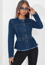 Women's Slim Waist Denim Short Jacket