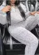 Autumn Winter Gray Fleece Long Sleeve Two Piece Tracksuit