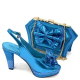 Shoe And Bag Set Combination Peep-Toe Back-Slot High Heels With Bowknot Bag