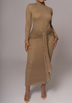 Women Pleated Patchwork Dress