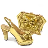 Shoe And Bag Set Combination Peep-Toe Back-Slot High Heels With Bowknot Bag