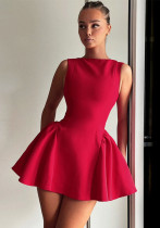 Women Winter Solid Sleeveless Sexy Backless Dresses