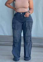 Women Fashion Denim Cargo Pants