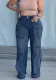 Women Fashion Denim Cargo Pants