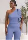 Women's Spring Summer Solid Color Sleeveless Slash Shoulder Top Slim Pants Two-Piece Set