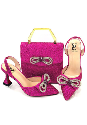 Ladies' Party High-Heeled Shoes With Handbags