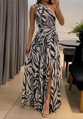 Winter Women's Fashion Slash Shoulder Sexy Slim Split Chic Dress