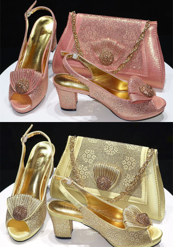Ladies' Shoe And Bag Set Combination Ladies' Peep-Toe Sandals + Handbags