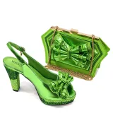 Shoe And Bag Set Combination Peep-Toe Back-Slot High Heels With Bowknot Bag