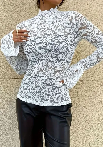 Sexy Lace Slim Fit Outdoor Wear Women Bell Bottom Sleeve Top