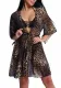 Bikini Three-Piece Printed Mesh Women's Short-Sleeved Sunscreen Robe Swimsuit