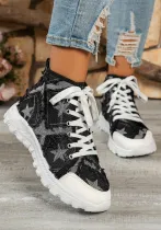 Autumn Winter Thick-Soled Washed Denim Plaid Women Casual Short Boots