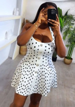 Women Summer Polka Dot Print Sexy Halter Neck Dress