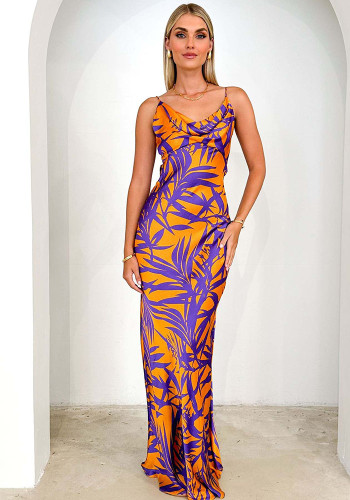 Women Printed V-Neck Sexy Dress
