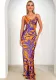 Women Printed V-Neck Sexy Dress