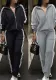Women Turndown Collar Striped Zipper Top and PantsTwo Piece Set