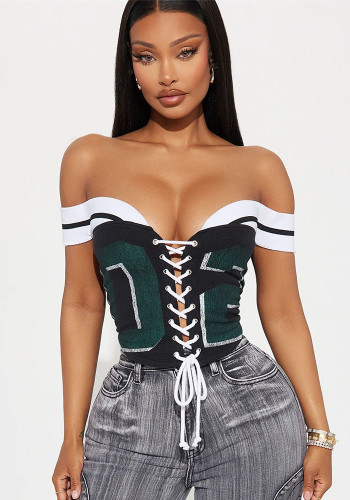 Women summer sexy printed lace top