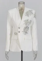 Women rhinestone design Solid Blazer