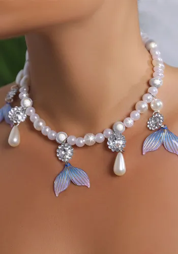 Women rhinestone pearl necklace