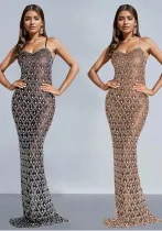 Women sexy suspenders Beaded Bodycon Dress