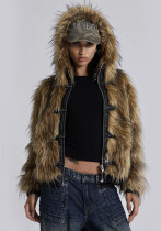 Winter Street Fashion Imitation Fur Hooded Jacket