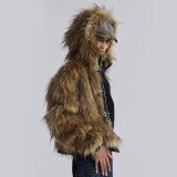 Winter Street Fashion Imitation Fur Hooded Jacket