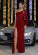 Long Sleeve Dress Skirt Feminine Chic Sequin Tassel Sexy Low Back Evening Dress