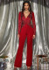 Autumn Winter Women's Fashion Sequin Patchwork Sexy Slim Straight Jumpsuit