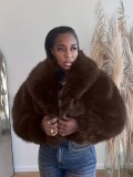 Women Fall/Winter Turndown Collar Pu-Leather Crop Jacket