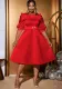 Women bow party puff sleeve Dresses