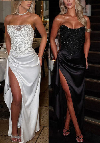 Women spring Summer party sequin slit dress