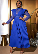 Women elegant Formal Party Cape long sleeve mesh dress