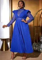 Women elegant Formal Party Cape long sleeve mesh dress