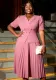 Women Turndown Collar Elegant party pleated dress