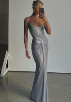 Women Sexy Pleated Knot Strap Dress