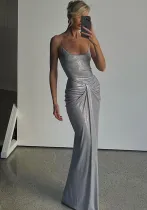 Women Sexy Pleated Knot Strap Dress