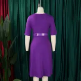 Women Summer Fashion Chic Elegant Solid Color Plus Size African Dress
