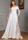 Women's Solid Color Off Shoulder Slit Long Wedding Dress