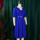 Women Summer Fashion Chic Elegant Solid Color Plus Size African Dress