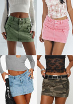 Women's Spring Summer Slim Mini Denim Skirt