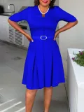 Women Summer Fashion Chic Elegant Solid Color Plus Size African Dress